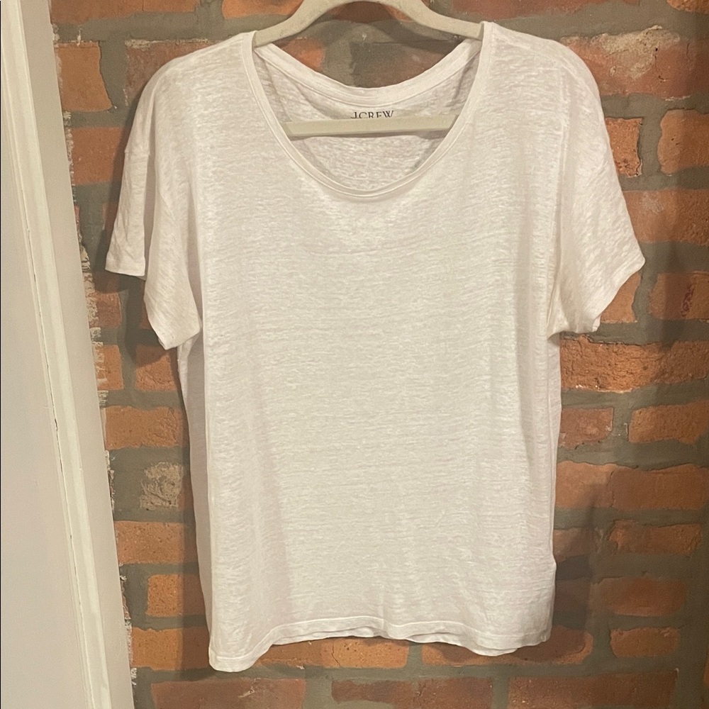 J. Crew Relaxed White Linen Short Sleeve Tee